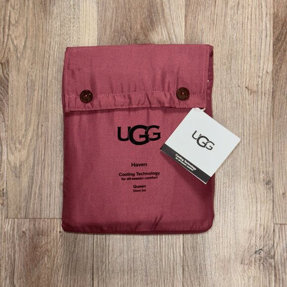 UGG Haven Queen Deco Rose Sheets Sheet Set 1 Fitted 1 Flat 2 Pillowcases Maroon - Picture 9 of 9